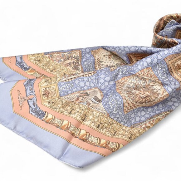 HERMES Blue Silk Scarf - Picture 3 of 9